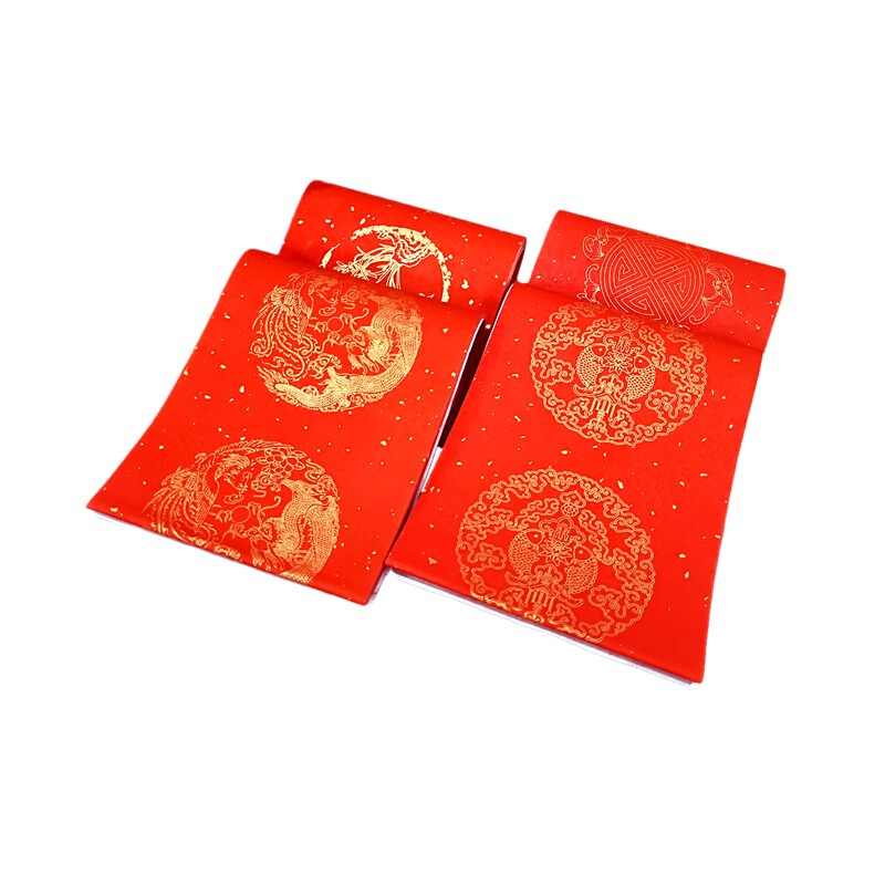 加厚万年红对联纸宣纸手写空白春联纸五言七言龙凤洒金对联大红纸