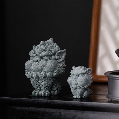精招青砂石麟财可养小麒品貔貅茶宠摆件国潮风书房客厅茶桌装饰品