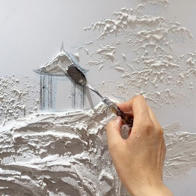 墙面浮雕饰砂画塑性膏体浮雕矿物砂艺术料石膏粉装料画腻子粉浮雕