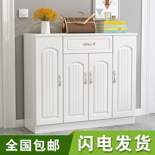 进门欧式鞋柜家厅门口简纳客用挂衣架一体实木大容量收约柜玄关柜