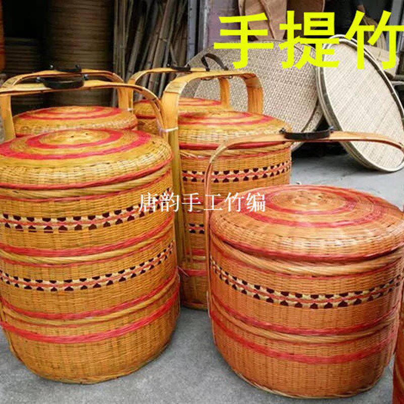 竹编工餐品 拜拜篮子送艺篮 提事 嫁妆婚庆篮子竹篮手喜礼品篮子