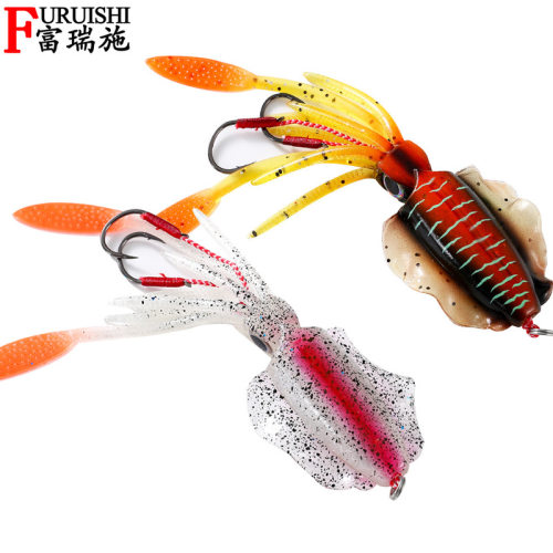 UV/夜光仿生鱿鱼15cm60g海钓石斑路亚饵深海船钓饵路亚鱼软饵包铅