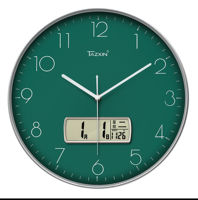 wall clock挂钟LCD万年日历显示屏星期温度电子石英钟表时钟挂墙
