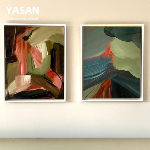 YASAN 纯手绘抽象油画客厅大尺寸无框画卧室小众装饰画艺术肌理画