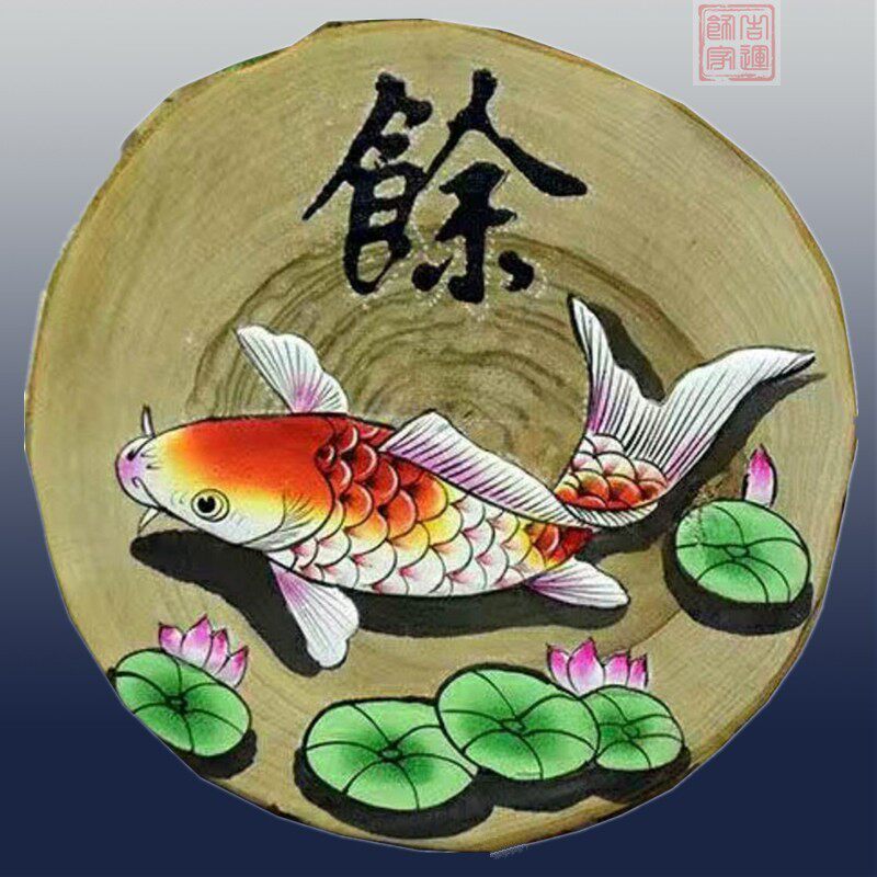复古香樟木圆木板画仿古挂饰手绘墙面创意墙壁挂件装饰壁饰墙饰品