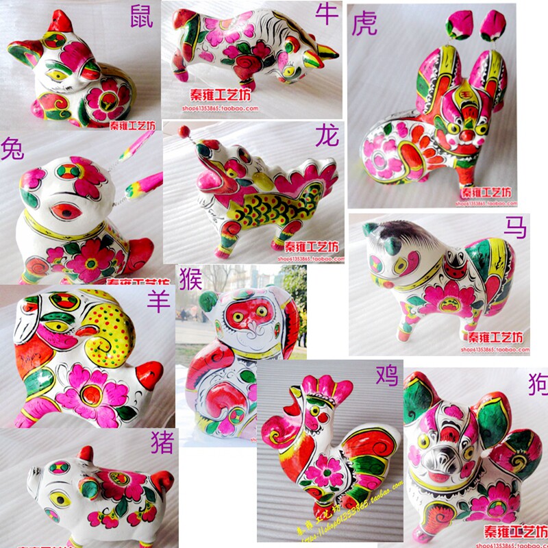 畅销纯手工艺品摆品品装饰礼件陕西凤翔泥塑彩绘十二包肖惊爆生邮