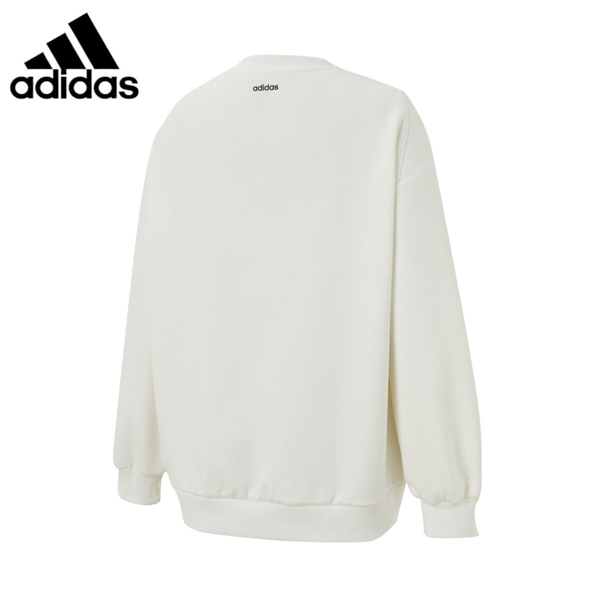 adidas阿迪达斯男士圆领卫衣白色宽松百搭休闲套头衫JX9409