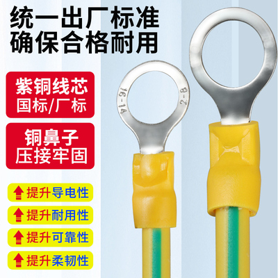 黄绿双色桥架接地连接线软铜线2.5/4/6平方光伏组件配电箱跨接线