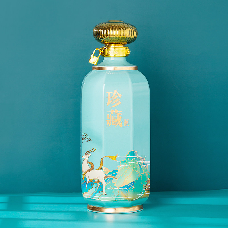 景德镇中式非玻璃酒具陶瓷空酒瓶木质礼盒1斤存酒壶复古白酒坛子