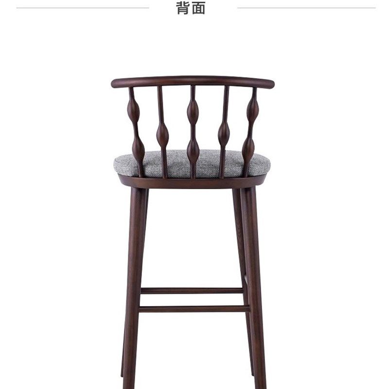 中古风实木家用吧台椅设计师简约复古高椅餐厅吧椅吧台凳高脚椅子