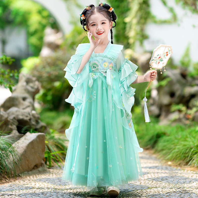 汉服女童连衣裙夏款2023夏装新款儿童古装裙子六一演出服公主裙夏