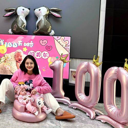 数字气球龙宝宝100天百岁百日宴装饰拍照道具布置婴儿百天照家里