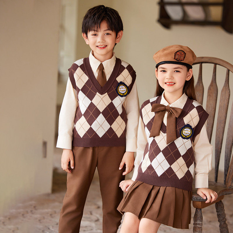 春秋男女童英伦风演出服背心马甲小学生校服班服幼儿园园服合唱服