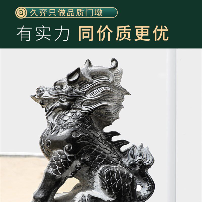 石雕门墩抱鼓石一对入户大门麒麟石鼓别墅家用摆件院子门前石墩