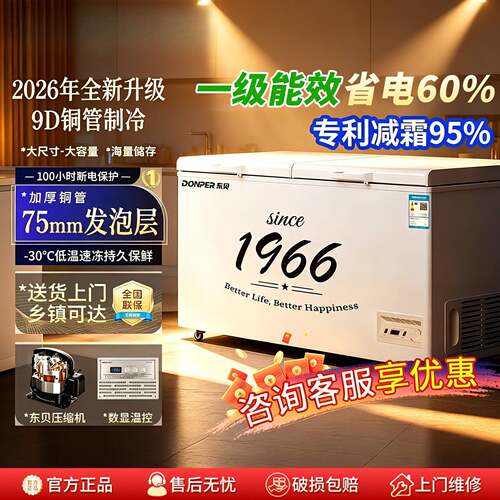 一级能效冰柜冷藏冷冻柜卧式商用大容量速冻柜冰箱雪柜冻肉柜
