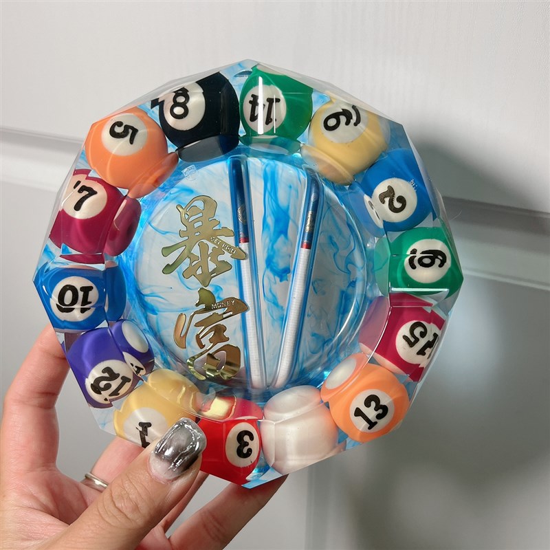 台球滴胶烟灰缸时尚客厅卧室装饰创意礼物手工制作成品大号包邮