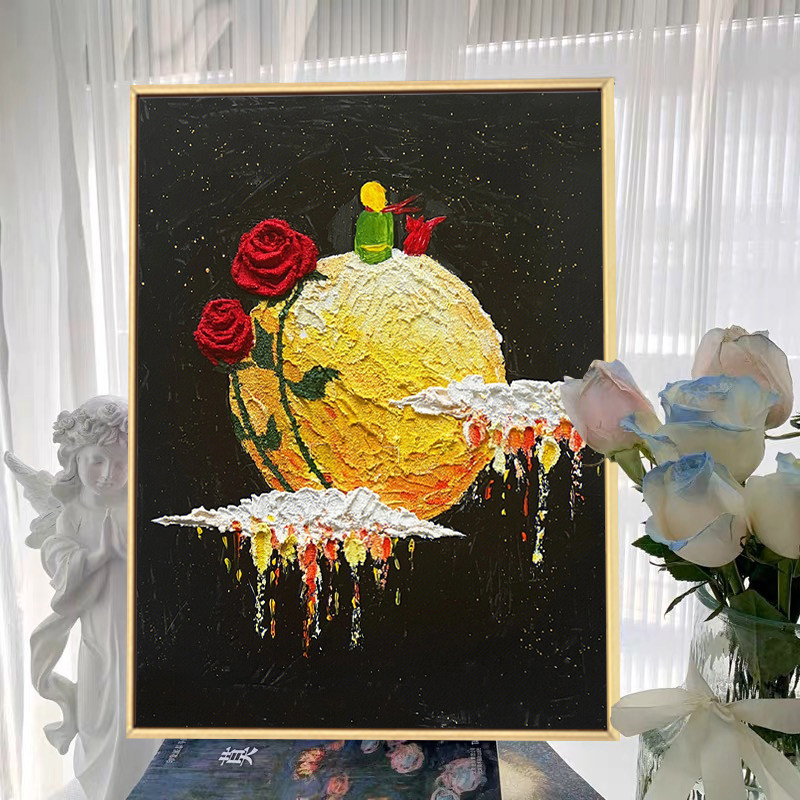 小王子立体肌理画数字油画DIY手工材料包 玫瑰花装饰丙烯画