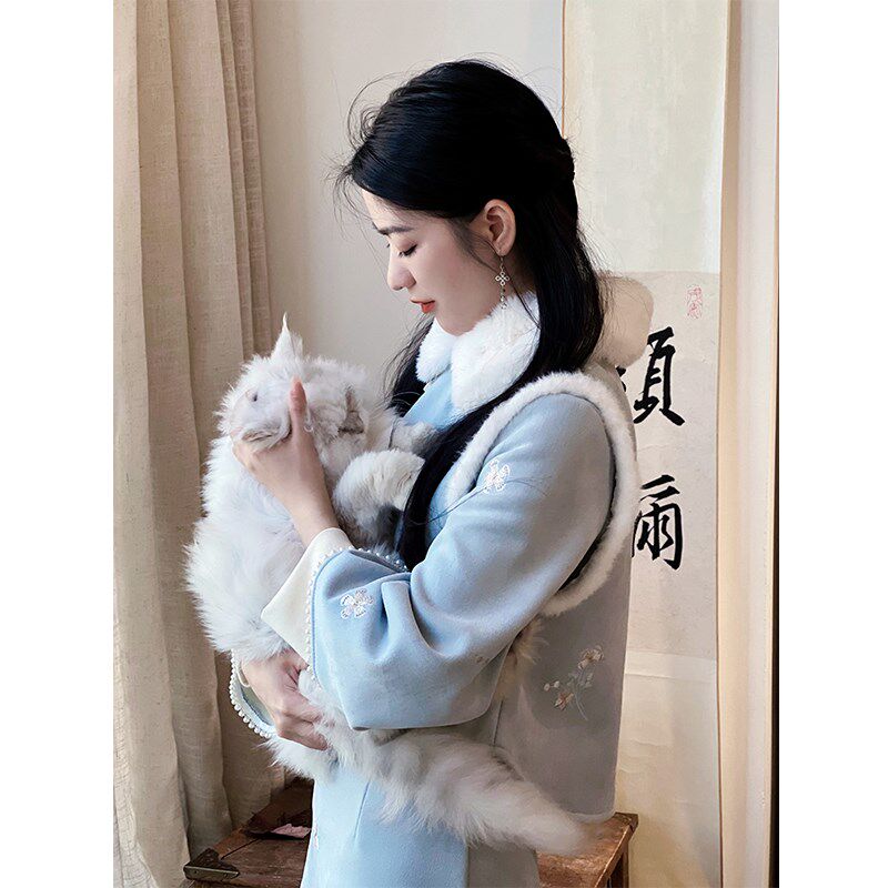 清如复古旗袍冬季2024新款改良新中式秋冬女清如马甲加厚长袖国风