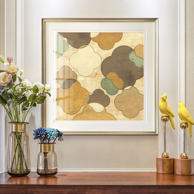 美式沙发背景墙装饰画/客厅实木有框画/餐厅壁画卧室挂画抽象图案