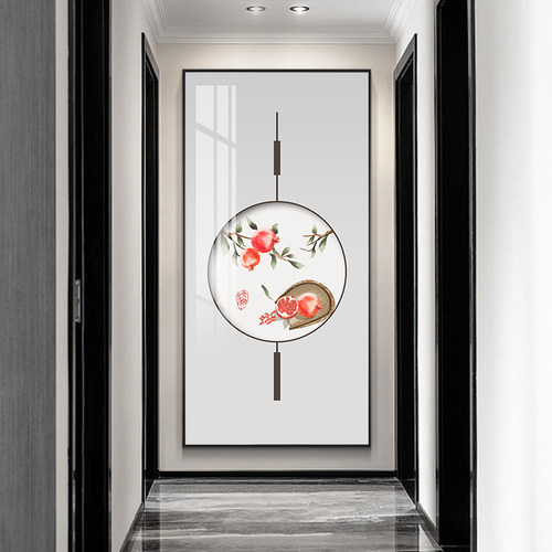 入门轻奢玄关装饰画大气玄幻背景墙新中式画走廊挂画竖版过道壁画