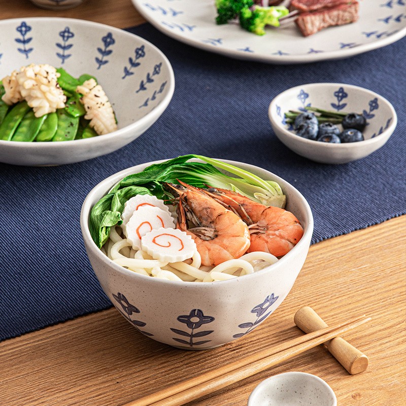日式餐具碗碟套装家用高颜值复古粗陶菜碟子米饭碗个性一人食套装