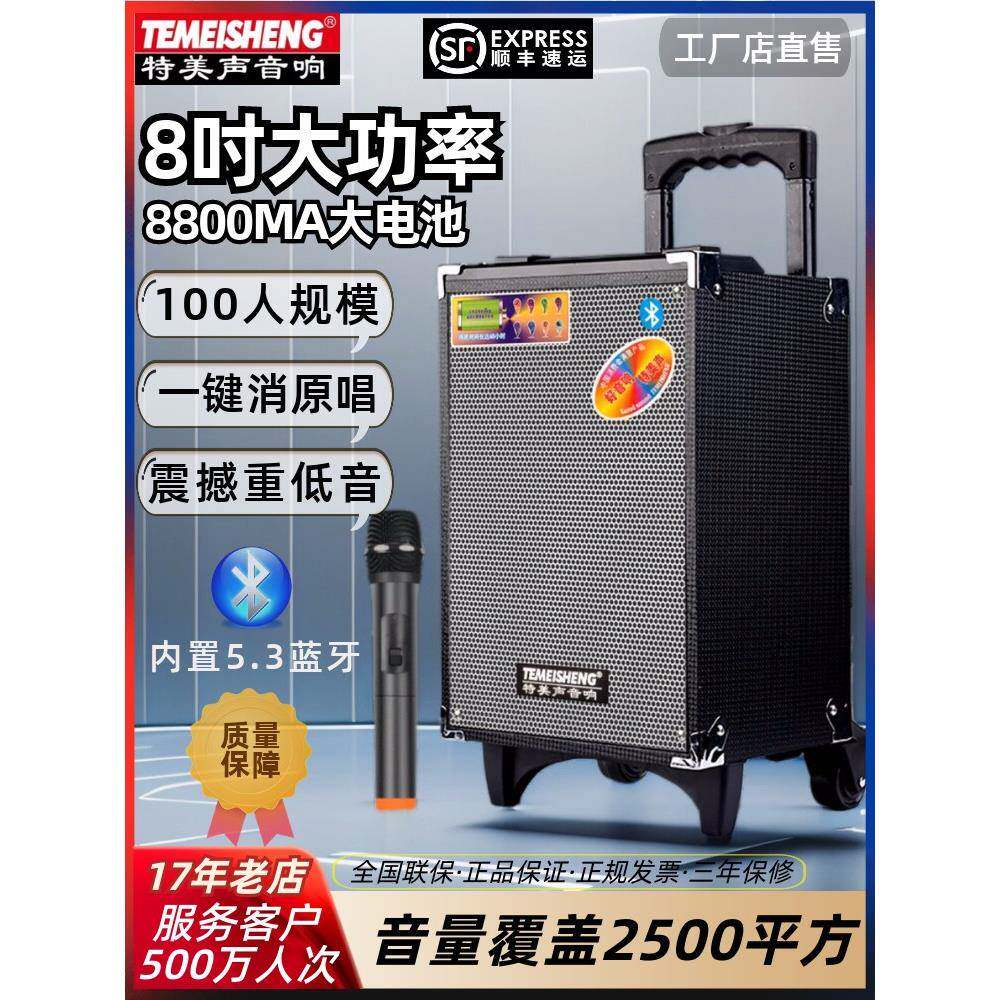 特美声户外广场舞演出带无线话筒大功率移动音响蓝牙K歌拉杆音箱
