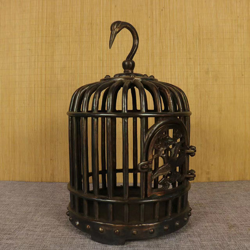 古董文玩纯铜黄铜老式复古大小号鸟笼鸽子笼挂件家用收藏老物件