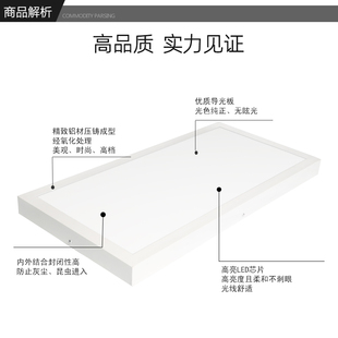 明装LED平板灯600x600吸顶灯300x300x1200石膏板水泥顶吊线面板灯
