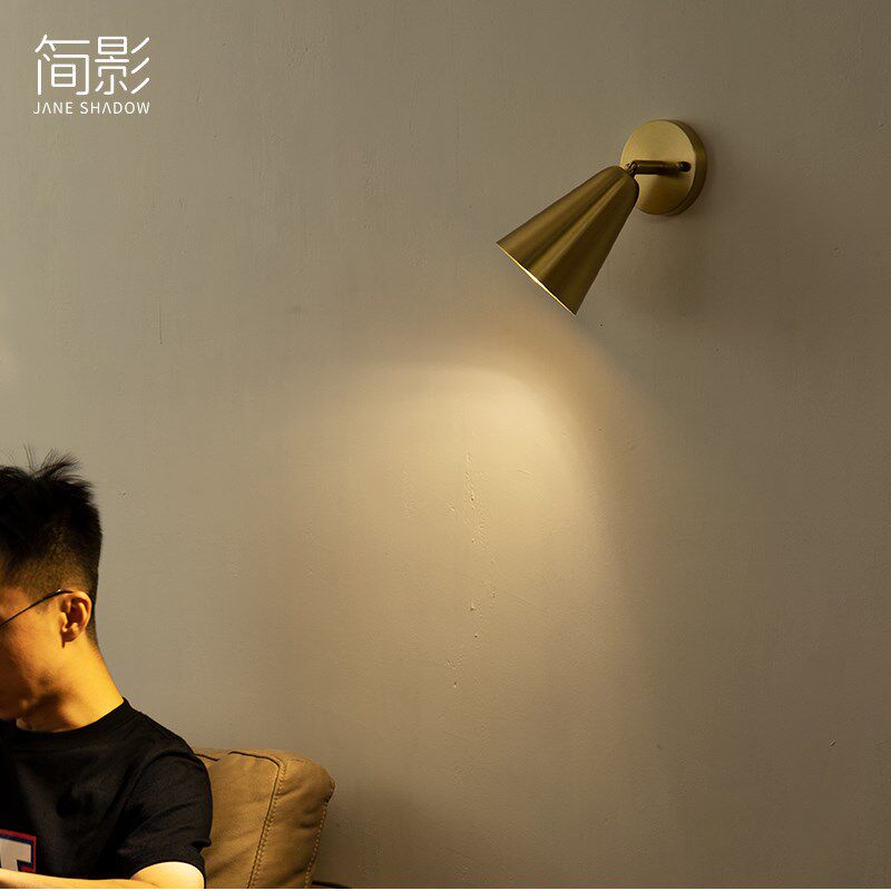 简影北欧复古黄铜壁灯卧室床头背景墙走廊过道咖啡厅店铺门头射灯