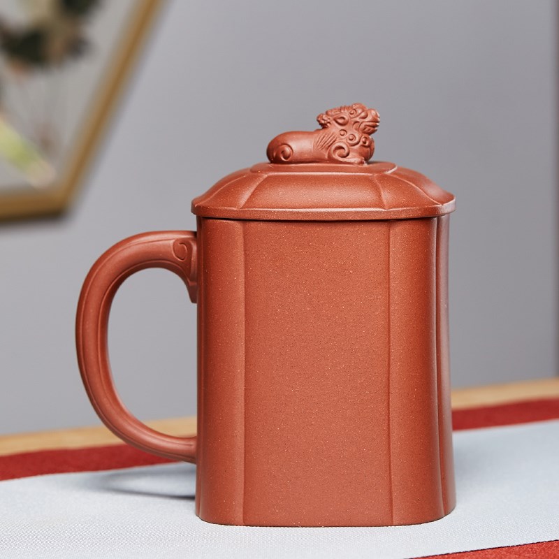 尊壶宜兴紫砂杯积德办公盖杯男士大容量带把泡茶杯子茶缸陶瓷茶具