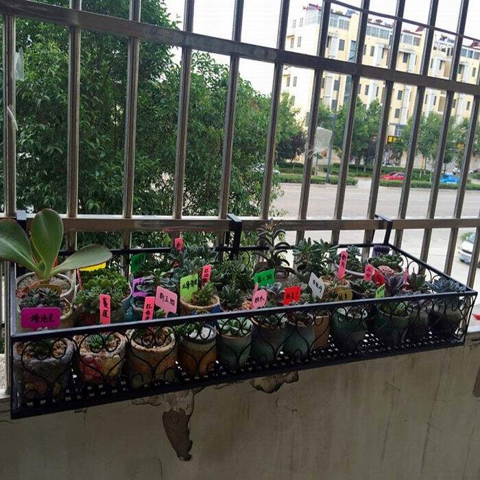 欧式包邮防盗窗阳台悬挂花架多层客厅防护栏挂式铁艺多肉花盆架子