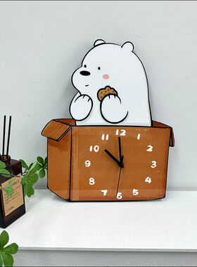 网表卡挂箱子熊装饰挂墙钟红客厅幼儿园儿童房静音个性时钟通钟