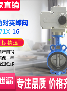 D97 X-16电动对夹蝶铁板304式阀 开关调节型切断筏DN50180 100
