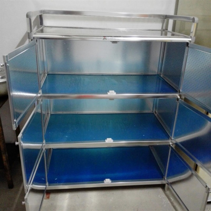 包邮中式简易不锈钢碗柜橱柜厨房储物柜阳台铝合金柜子餐边柜致力