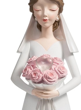 恩爱伴侣新娘捧花摆件LED灯花器创意结婚礼物送女生闺蜜装饰礼品