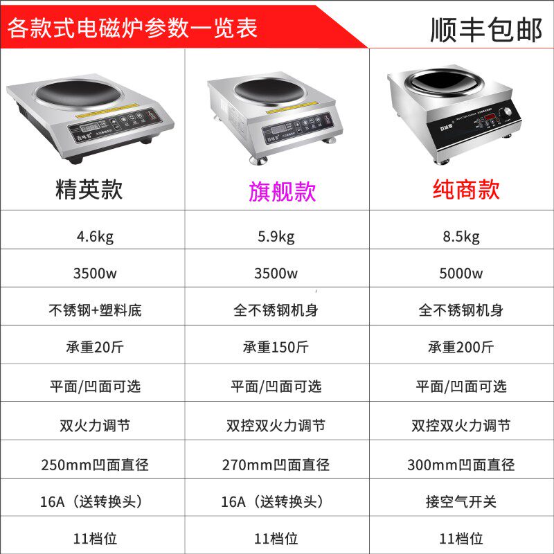 百味客商用电磁炉3500W家用大功率5000W猛火电磁灶平面煮凹面爆炒