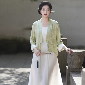 慕夏 霓衣云裳中式国风改良汉服人丝提花小个子短款外套茶服开衫