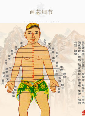 十四经脉图 中医十二经络图 任督二脉卷轴挂画诊所医院挂图装饰画