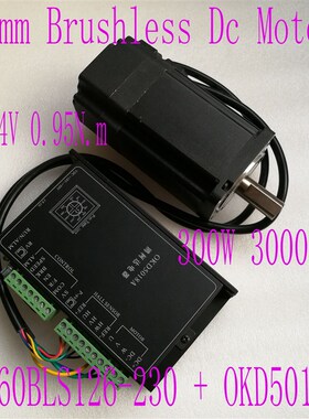 60无刷直流电动机 60BLS无刷电机 DC24V 3000转 300W 套装驱动器