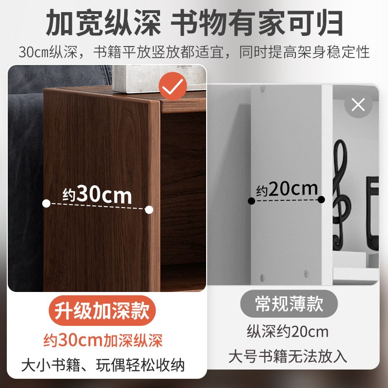 实木格子书柜落地置物架客厅自由组合多层储物收纳矮柜子家用书架