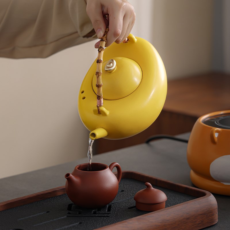陶瓷元宝电陶炉煮茶器家用室内围炉煮茶烧水壶可爱煮茶炉茶壶套装