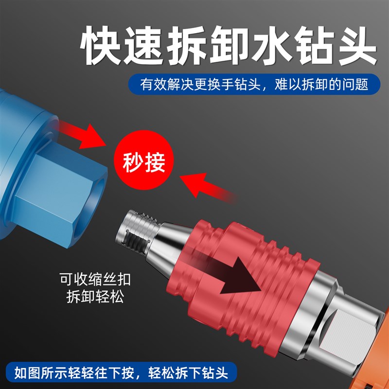 蓝胜一体式水钻快拆接头快速拆卸防锁死钻头接头打孔机快拆转换头