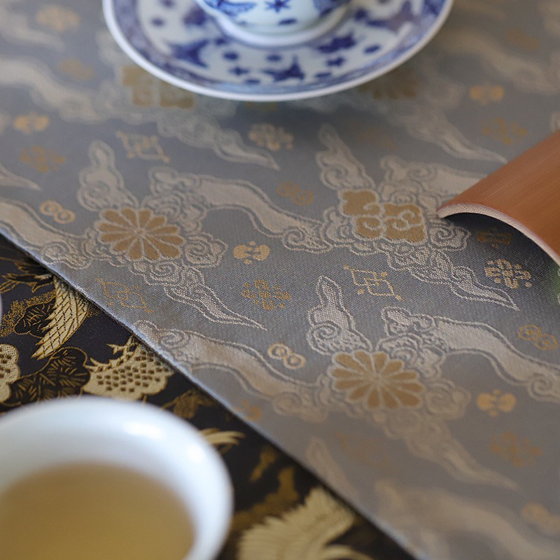 中式桌旗双面宋锦茶席中式复古茶桌布干泡台素雅垫子茶壶垫杯垫