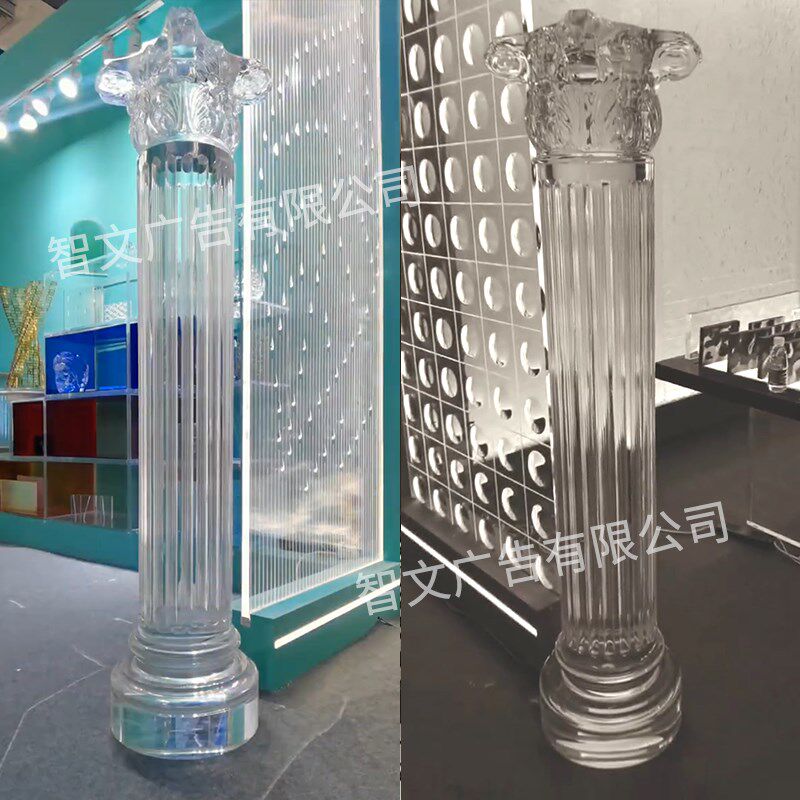 定制亚克力罗马柱高透明条纹管热弯婚庆发光商场装饰美陈道具