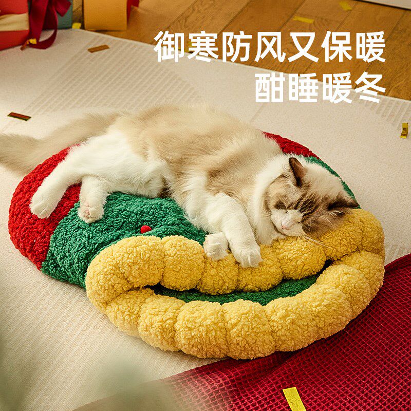 新年猫窝冬季保暖半封闭式狗窝深度睡眠猫咪窝可钻隧道被窝猫睡袋