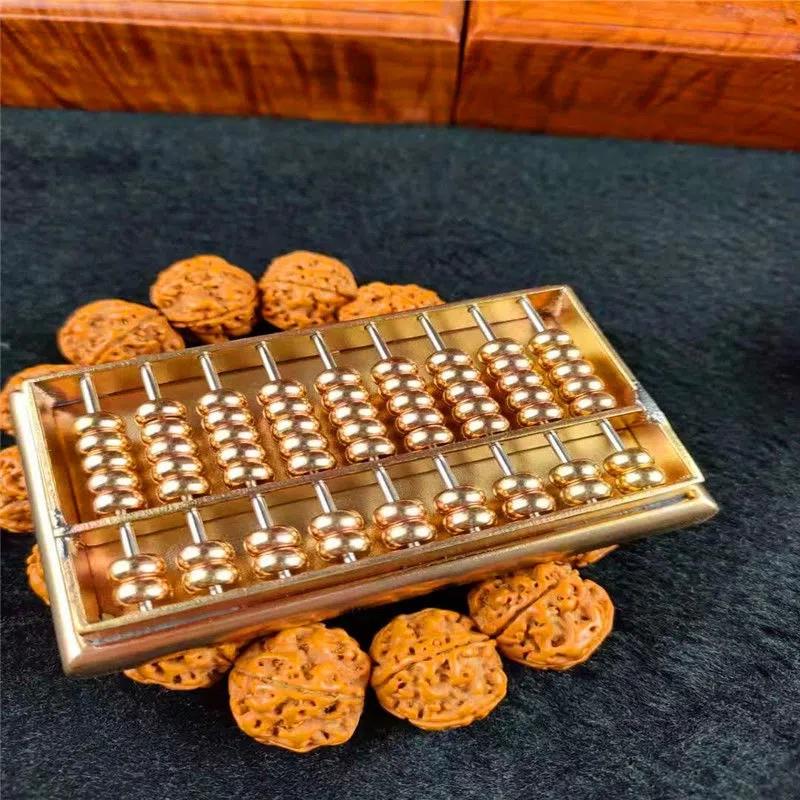 黄铜纯铜仿明末清初款小算盘活珠密底聚财焊接数控工艺可计算盘玩