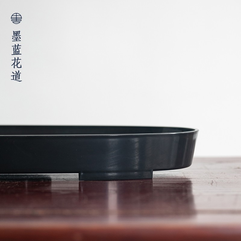 塑料小判花器长椭圆日式花道花器插花器皿器大具禅意简约小原流