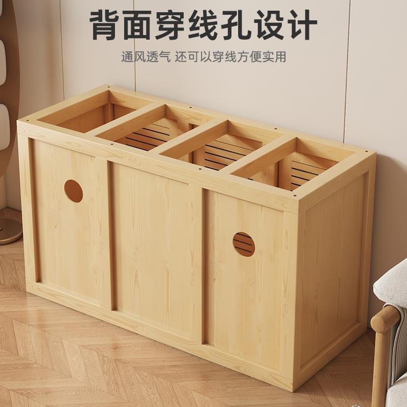实木鱼缸柜底柜底座家用客厅隔断柜定做柜子承重柜大型松木水族箱