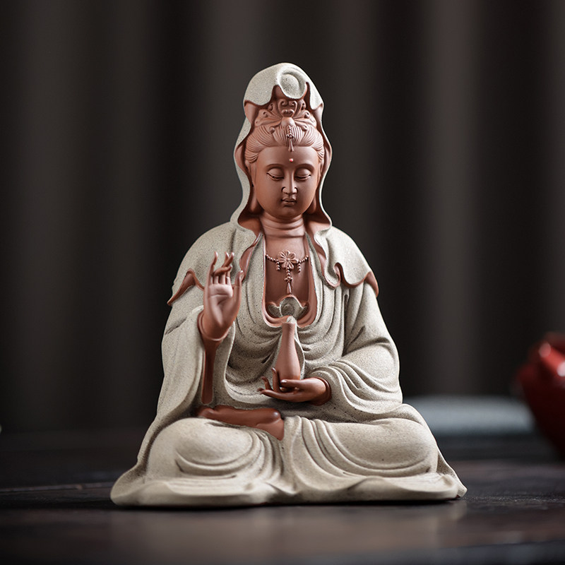 久造中式禅意佛像摆件陶瓷观音菩萨工艺品客厅家用供奉观世音摆设