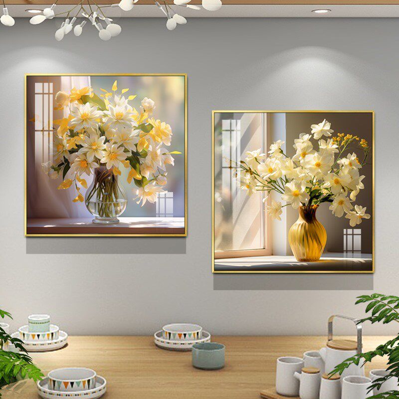 简约小清新餐厅背景墙装饰画新款饭厅创意组合壁画轻奢大气艺术画